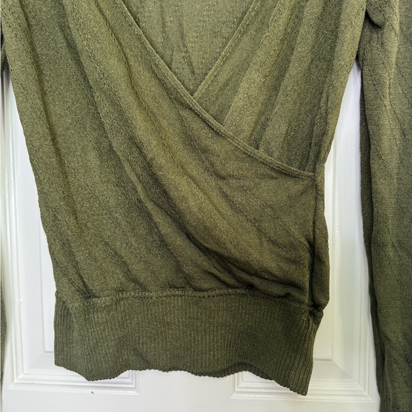 Bebe Olive Green Wrap Sweater - Picture 3 of 9